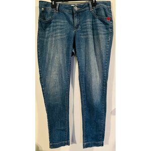 Ecko Red Womens Denim Jeans Size 14 Blue With Pink Embroidery Accents On Back Po